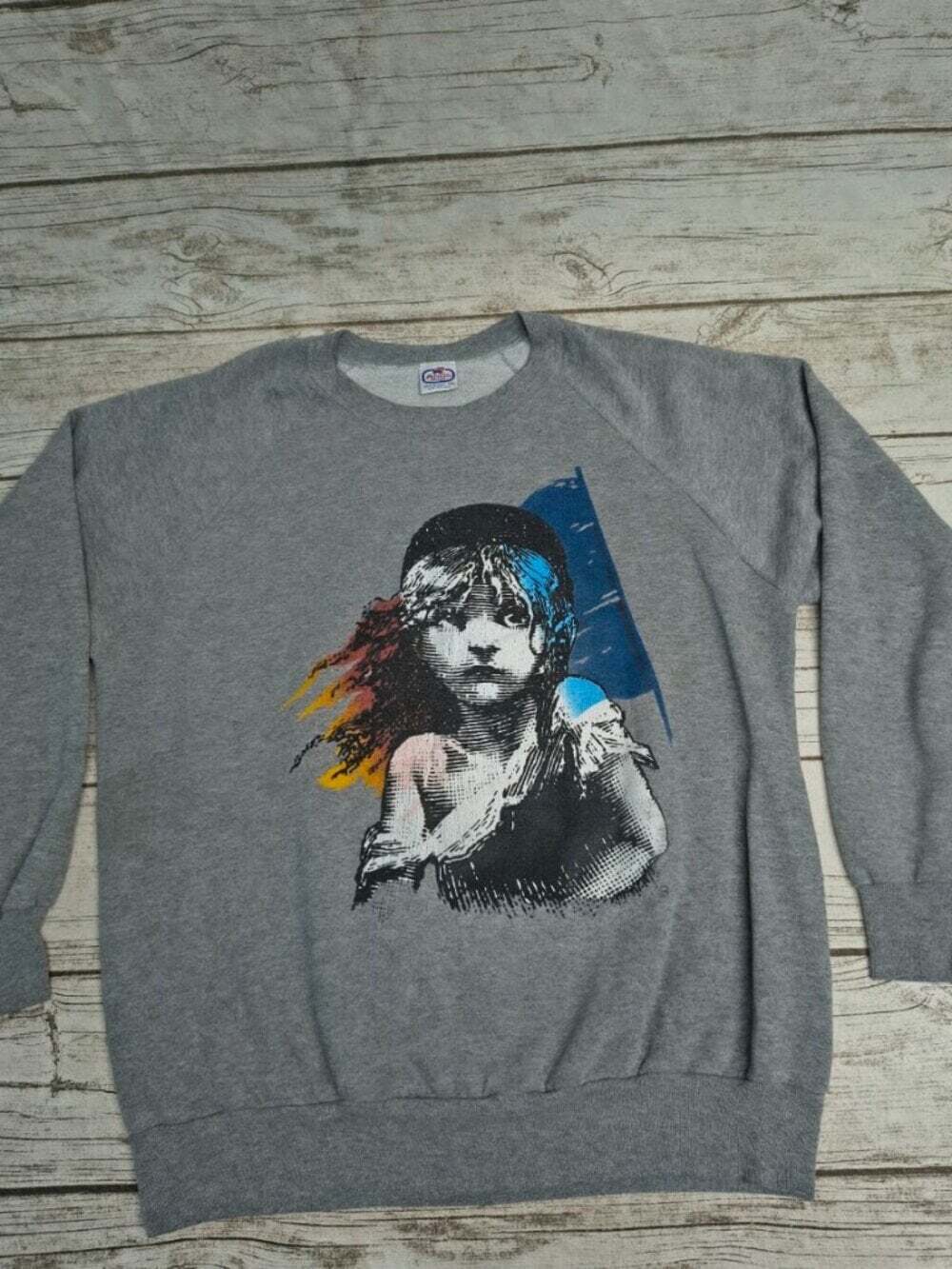 Vintage 1986 Les Misérables Made in USA Gray Sweater Size XL